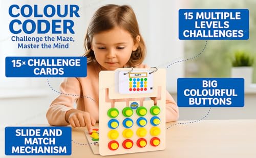 GrapplerTodd -Colour Coder, Kids Montessori Slide Puzzle I Colour & Pattern Matching