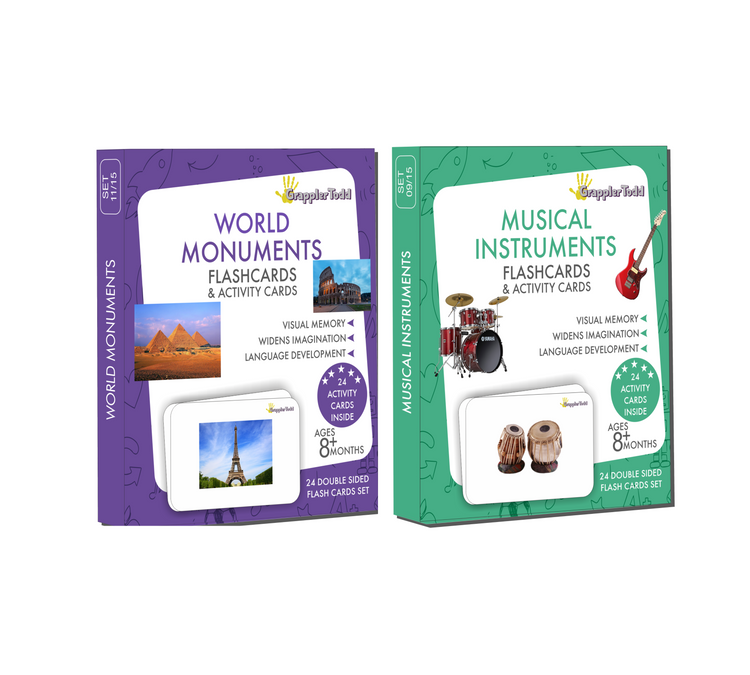 GrapplerTodd - Flash Cards | Musical Instruments & World Monuments Flashcards for Kids