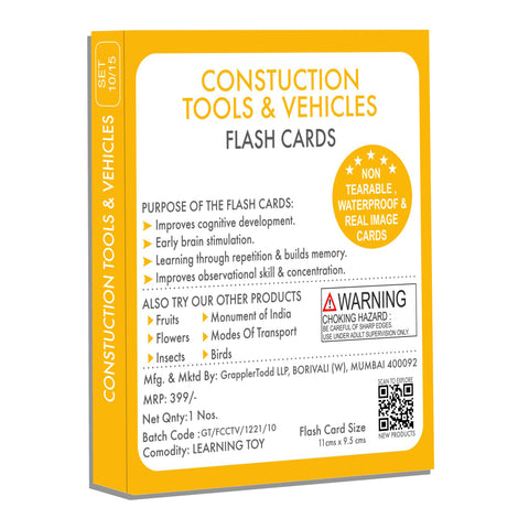 construction tools picture cards