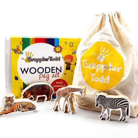 GrapplerTodd - Wooden Wild Animals & Reptiles Toy Set