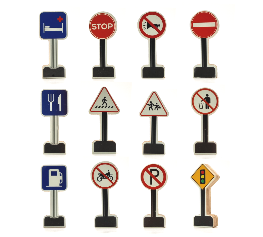 GrapplerTodd - Wooden Road & Safety Signs Toy Set