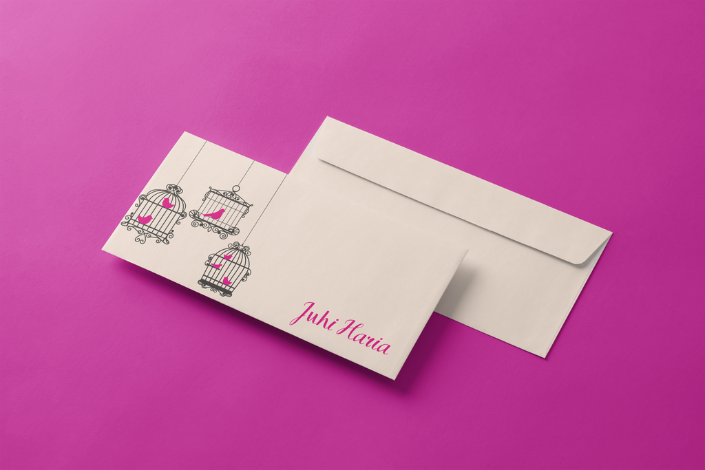 Birds in a Cage: "Chirp & Cheer" Envelope for Greetings Set Of 12
